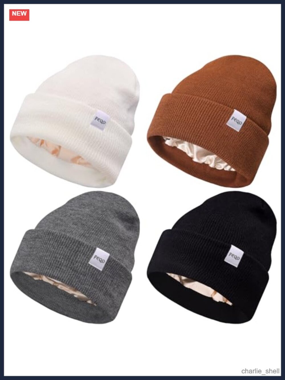 Satin Lined Winter Beanie Hats Soft Silk Lined Knit Caps
